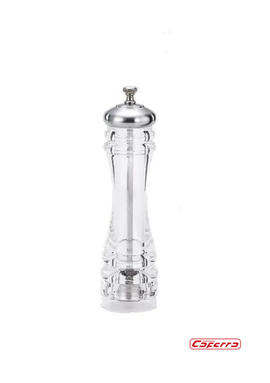 Moinho de Sal e Pimenta Acrílico com Engrenagem Cerâmica e Tampa em Aço Inoxidável – 12 cm / 15 cm / 20 cm