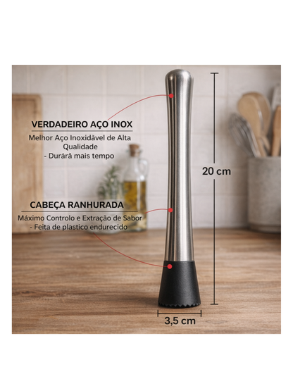 Pilão / Morteiro Profissional para Barman em Aço Inox (REF. 4-074)