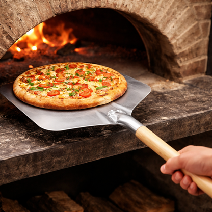 Pá para Pizza Profissional em Alumínio | Base 30 × 35 cm |  Cabo de Madeira