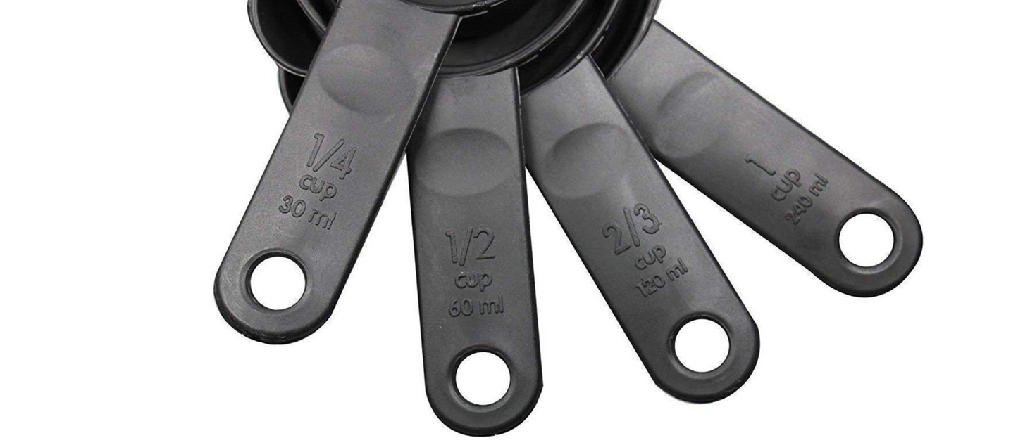 Conjunto de 4 Chávenas Medidoras Profissionais Pretas | Plástico ABS (REF. 1-017)