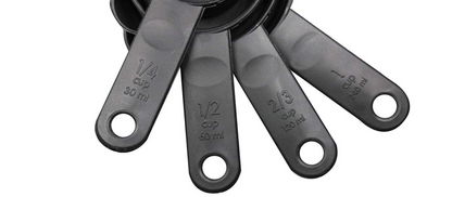 Conjunto de 4 Chávenas Medidoras Profissionais Pretas | Plástico ABS (REF. 1-017)