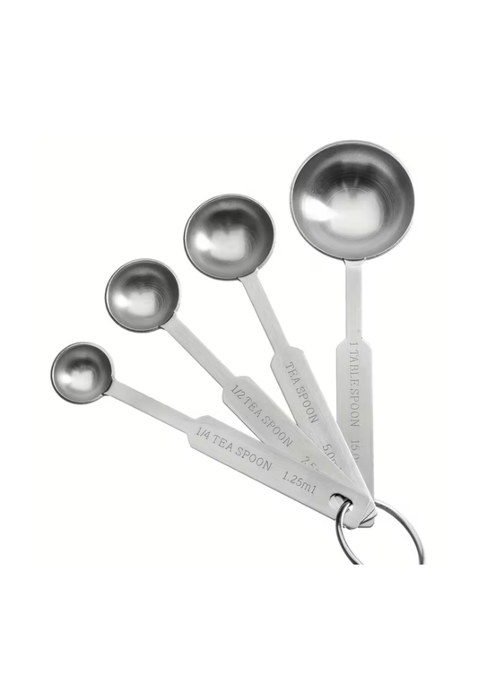 Conjunto de 4 Colheres Medidoras Profissionais em Aço Inoxidável (REF. 1-019)