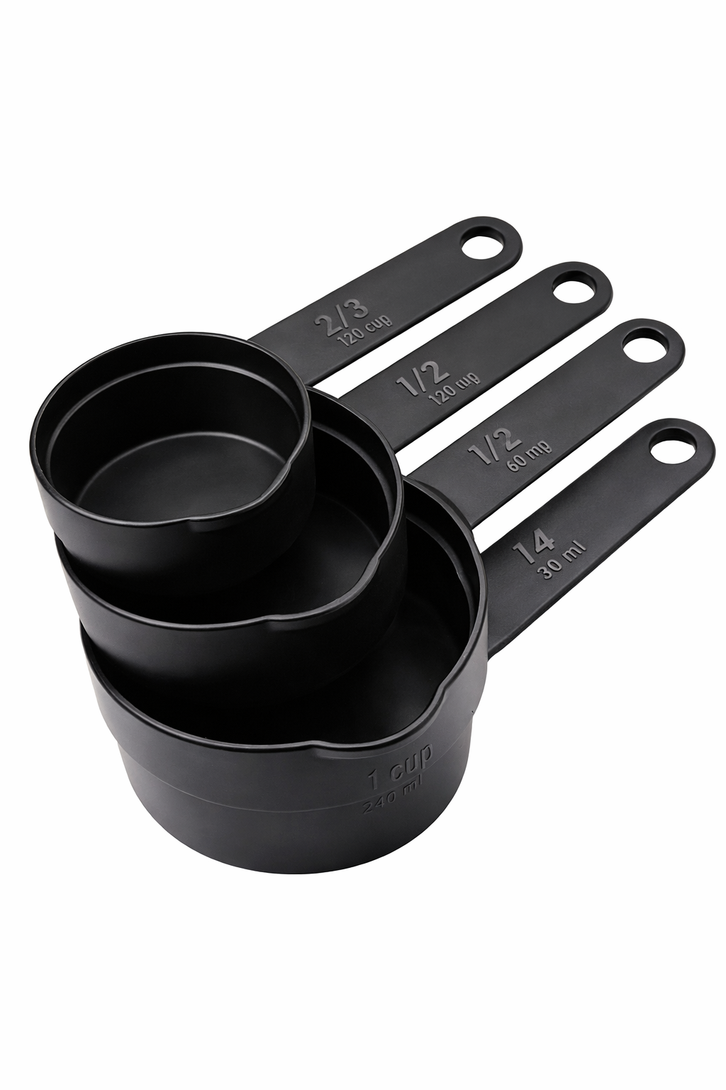 Conjunto de 4 Chávenas Medidoras Profissionais Pretas | Plástico ABS (REF. 1-017)