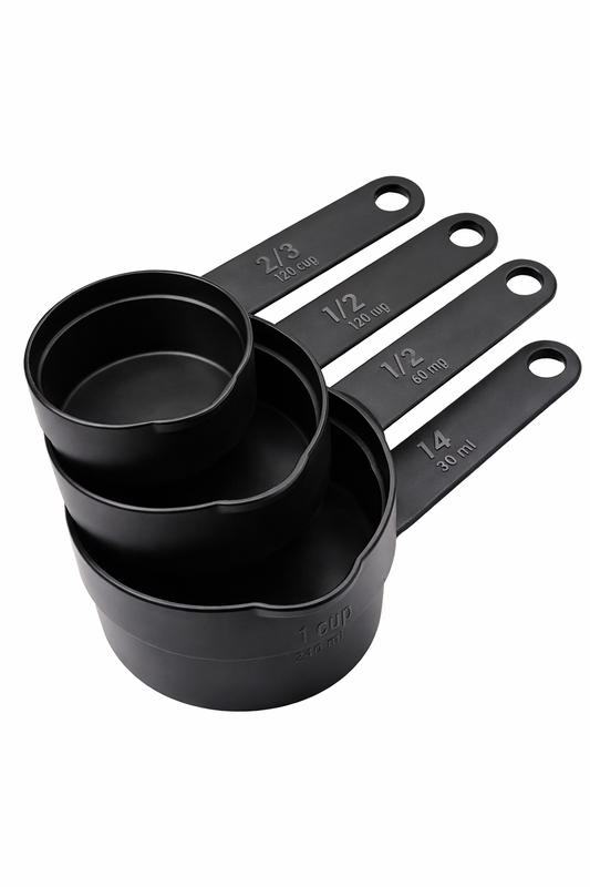 Conjunto de 4 Chávenas Medidoras Profissionais Pretas | Plástico ABS (REF. 1-017)